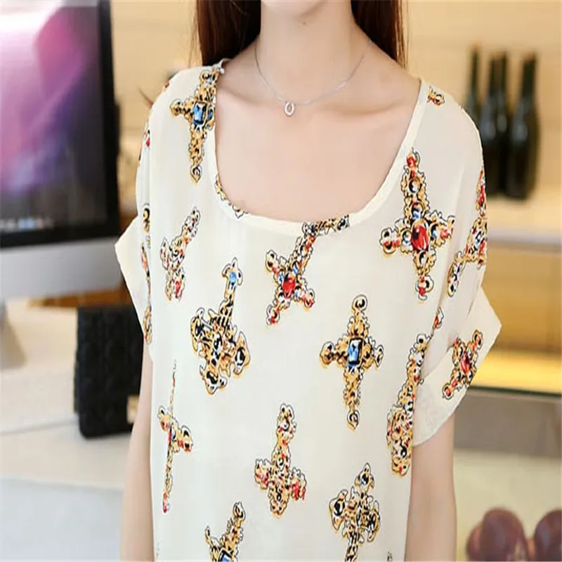 #4522 для женщин блузки малышек короткий рукав повседневное цветочный принт