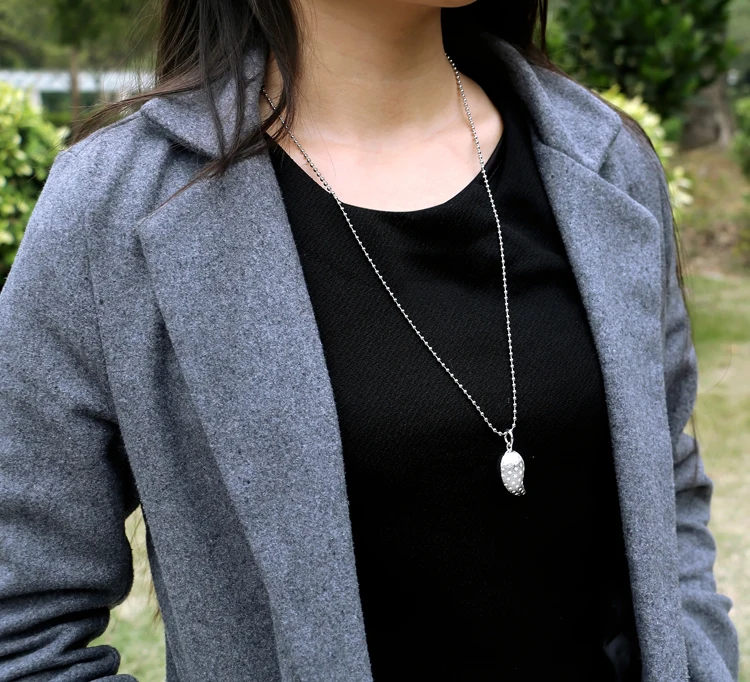 Цельное длинное ожерелье из бусин стерлингового серебра 925 пробы цепочка модные