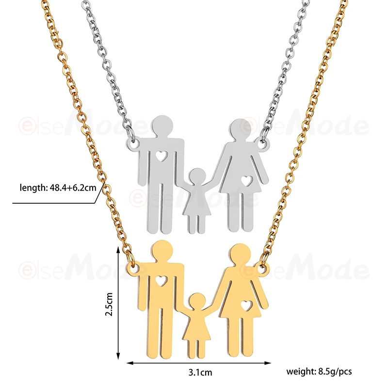 ELSEMODE папа мама дочь семья подвески ожерелья из нержавеющей стали родители любовь