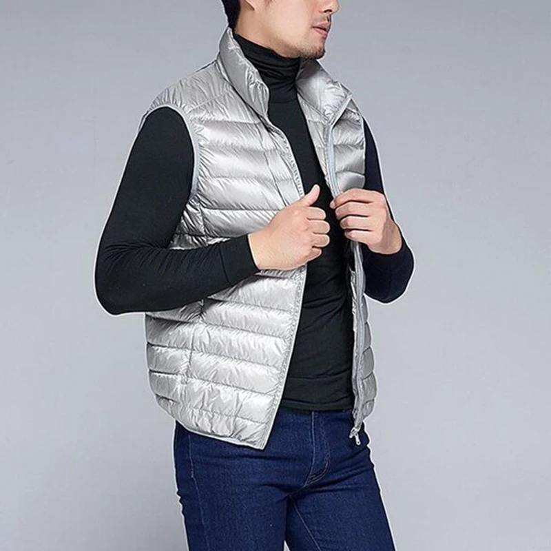 

Covrlge Casual Light Men Down Vest Top Selling Zipper Big Size New Arrival 6 Colors Male White Duck Down Vest MWB014
