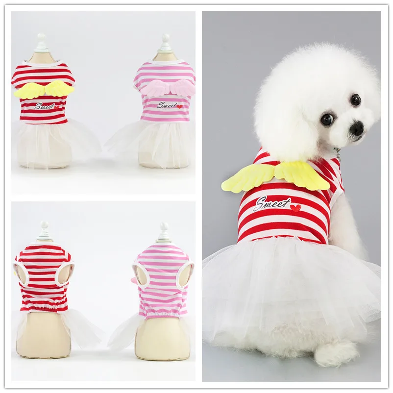 

dog summer dress puppy sweet skirt pet cat summer cotton dress striped dresses F136