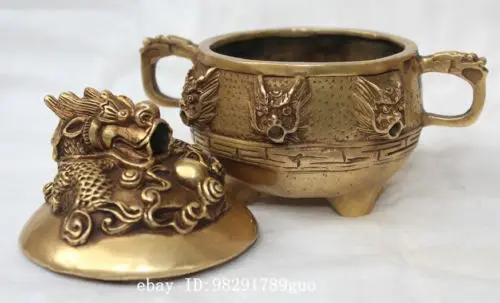 

Китайская латунная Статуя Дракона, курильница
