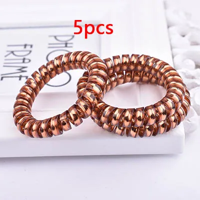 5pcs 5/10 шт. телефонный провод линия резинки для волос весна резиновые резинки для волос аксессуары для волос резиновый канат - Цвет: 5pcs