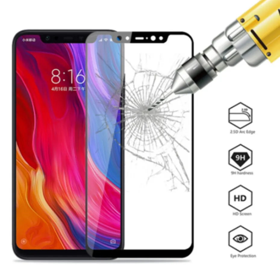 9h screen protector tempered glass on xiaomi mi 8 a2 Mi se lite full cover protective for redmi 5 plus 6a Note 6 | Мобильные