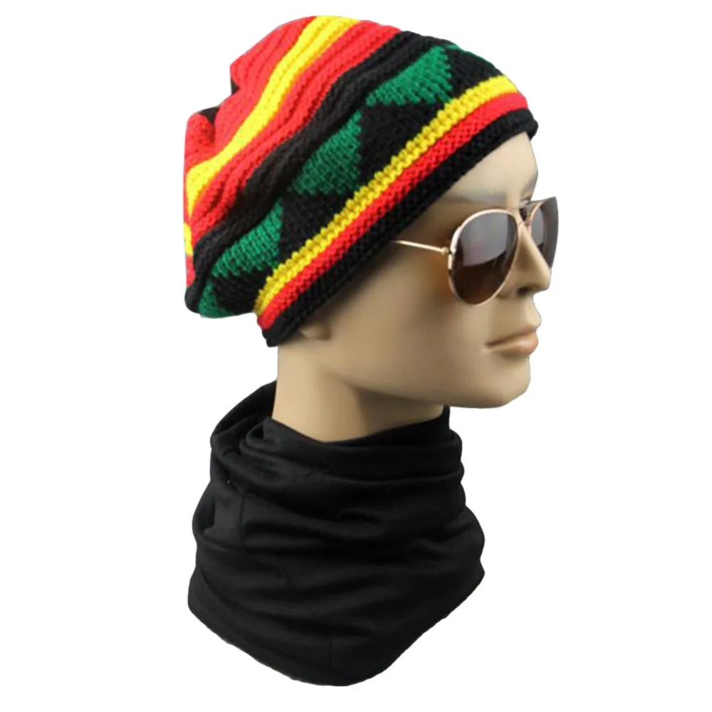 2018 зимняя новая хип-хоп многоцветная полосатая Кепка Женская Skuilles Beanie Rasta шапки