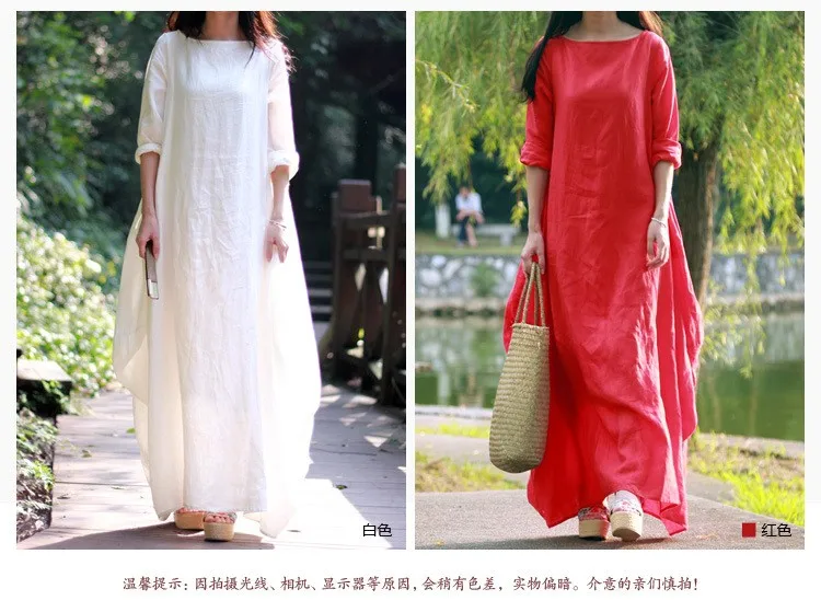 Женское Свободное длинное платье из хлопка и льна элегантное льняное макси в