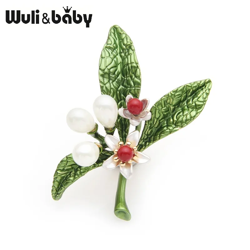 Эмалированные Броши Wuli &amp baby в виде цветка апельсина женский подарок на Новый год