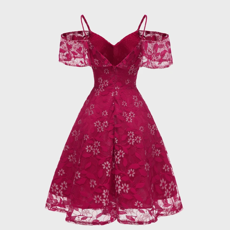Lace Spaghetti Strap Women Dress 2019 New Slim Big Swing Solid color Party Club Dresses Summer off shoulder short Sundress | Женская