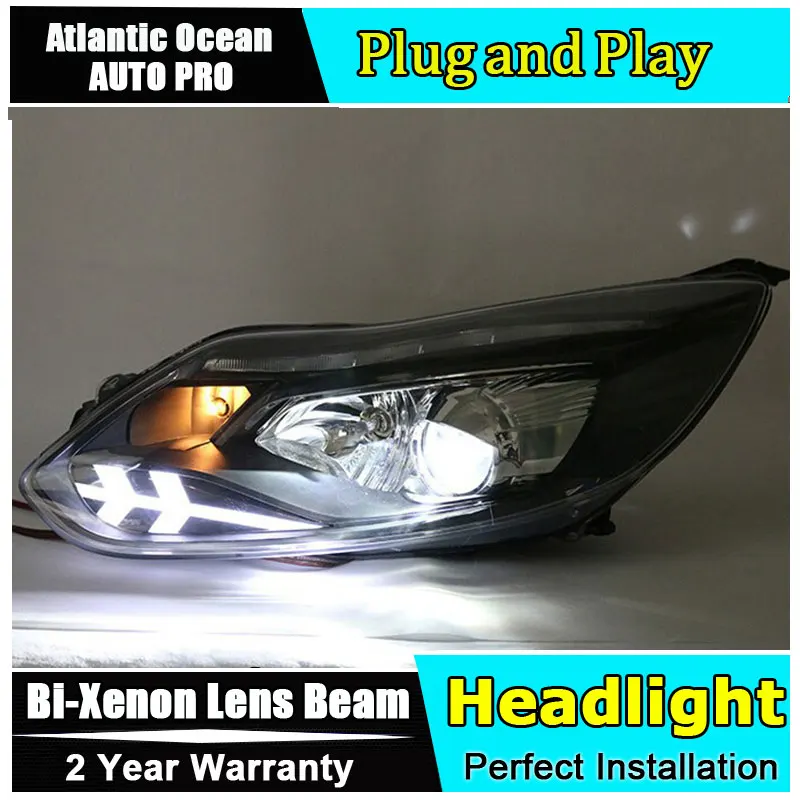 Ксеноновые фары для ford focus 2012 2014 Focus HID KIT kit bi xenon объектив СВЕТОДИОДНЫЙ DRL