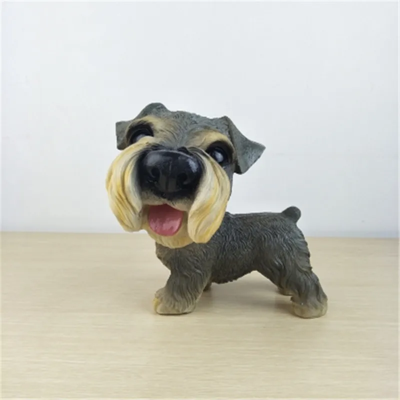 Standard Schnauzer Милый щенок статуя моделирование животных собака мопс/Бигль/Шиба ину/немецкая овчарка творческий домашний декор смола фигурка игрушка - Цвет: Standard Schnauzer