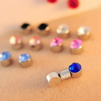 6 ММ магнит 10 цветов Серьги стержня для мужчин женщины Моды Весна цвет cub циркония