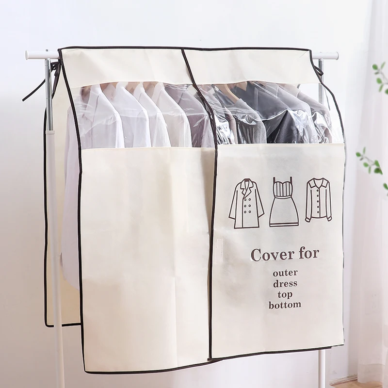 

1pcs Wardrobe Clothing Dust Cover Non-woven Clothes Hanging Garment Bag for Home Clothes Storage Hanging Suit Dust Jacket Cover