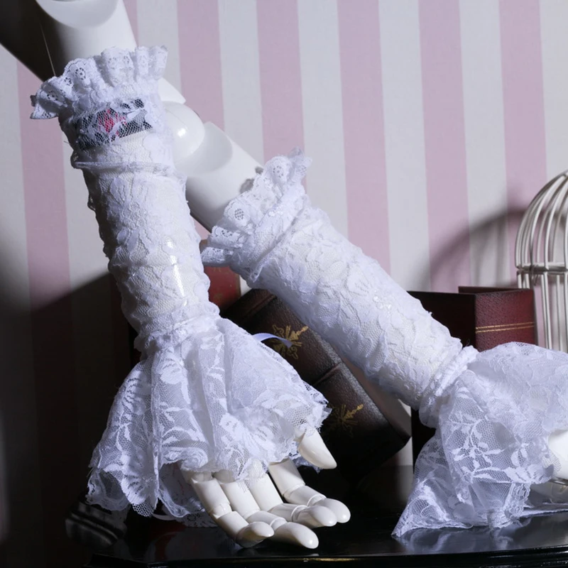 Перчатки женские длинные в викторианском стиле элегантные белые ажурные