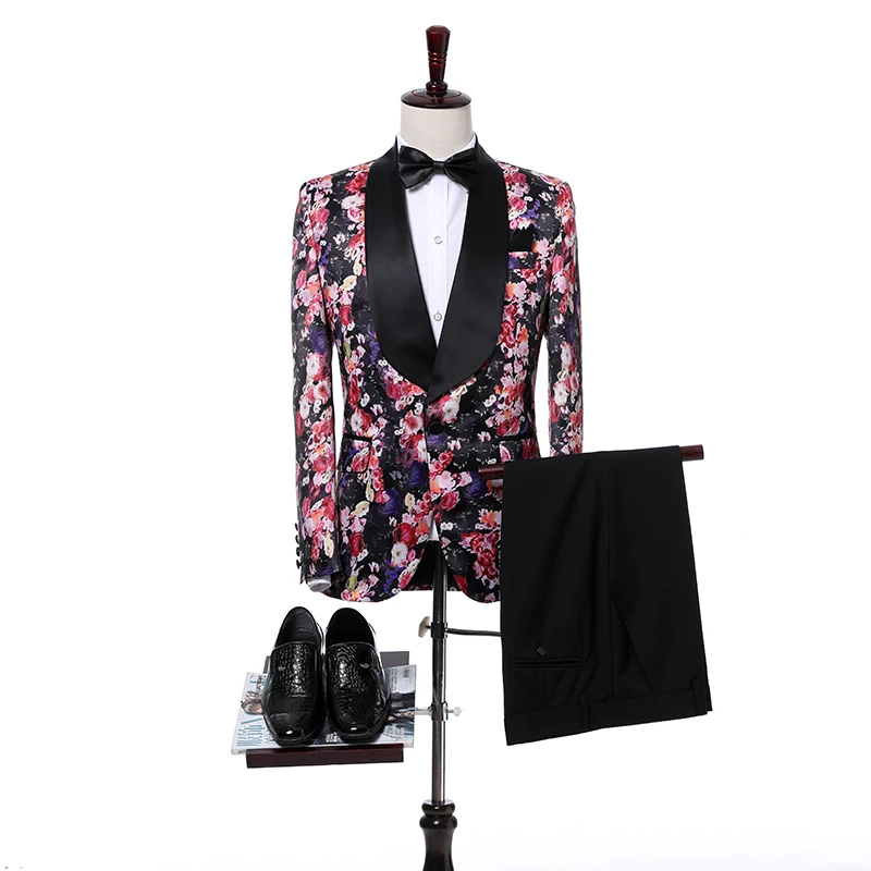 2017 новое поступление жаккард Жених шаль отворот жениха смокинг мужские костюмы
