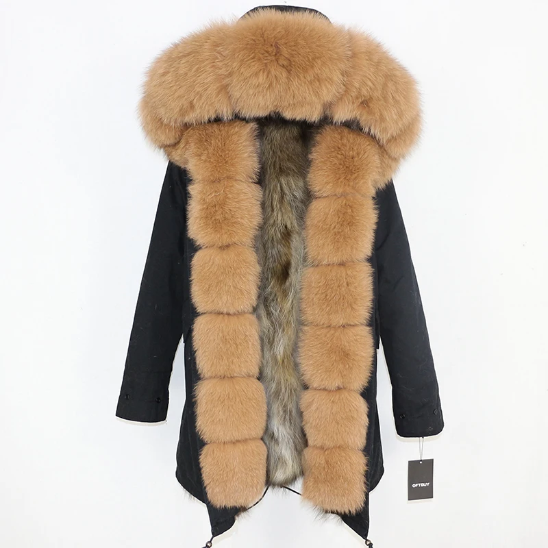 OFTBUY, пальто с натуральным мехом, зимняя куртка, Женская парка, натуральный Лисий мех, уличная одежда, Толстая теплая съемная верхняя одежда, длинные парки, новинка