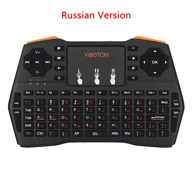 Russian 2,4G мини-клавиатура с беспроводной сенсорной панелью с английским/русским/испанским языком для ПК ноутбука Android tv Smart tv для Raspberry Pi - Цвет: Russian