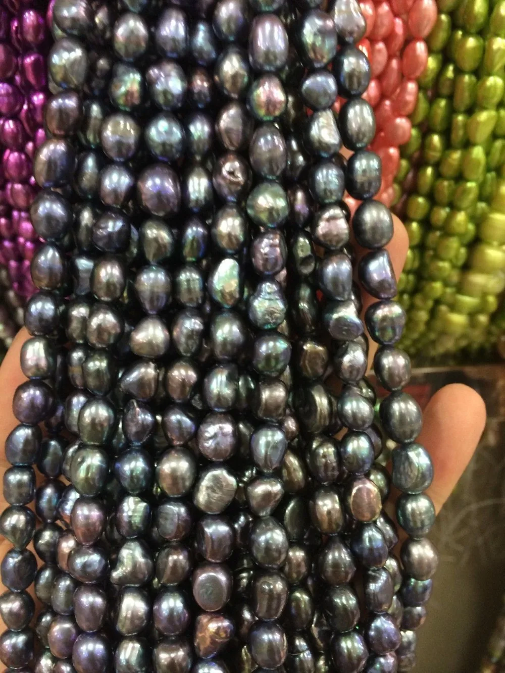 Плоские бусины с пресноводным культивированным жемчугом 8 9 мм цвет