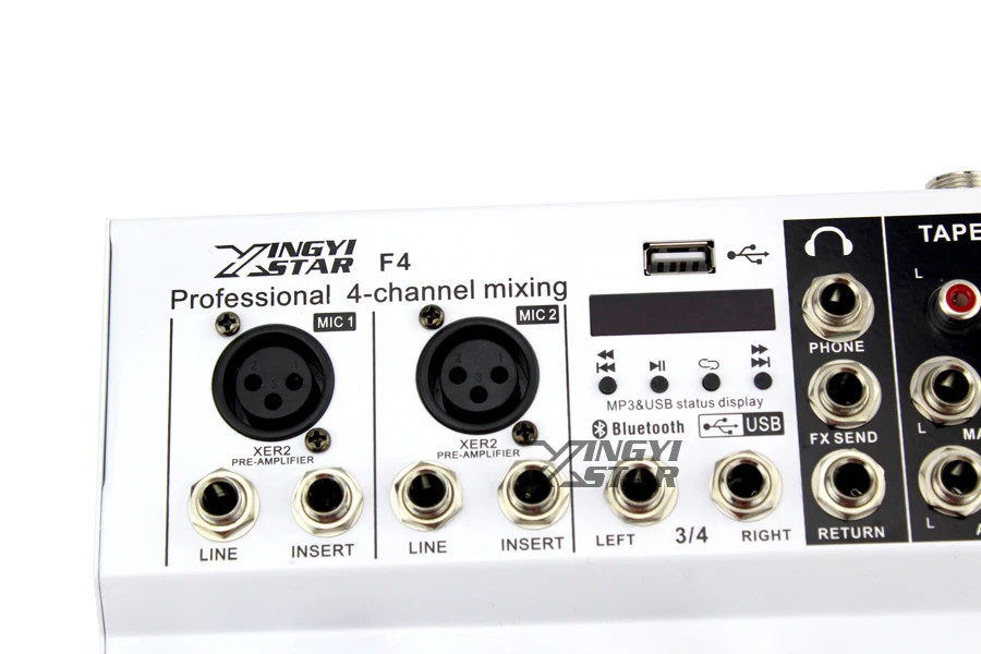 Профессиональный 4 канала EQ микшерная консоль DJ Цифровой караоке миксер аудио USB музыка линия Вход 48В Мощность усилитель