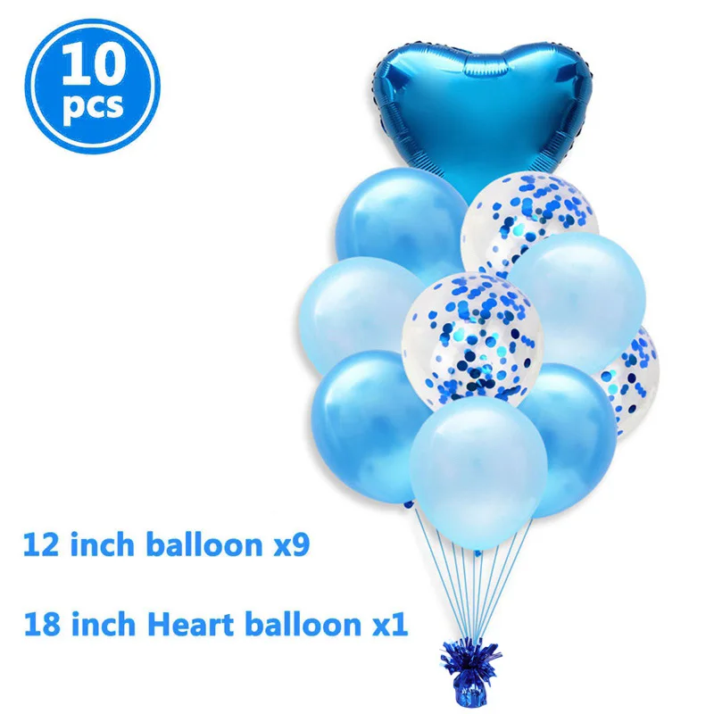 blue 10 шт. смешанных воздушных шаров для вечеринки в честь рождения мальчика украшения Дети День рождения товары для вечеринок Babyshower пол показать крещение игра - Цвет: blue