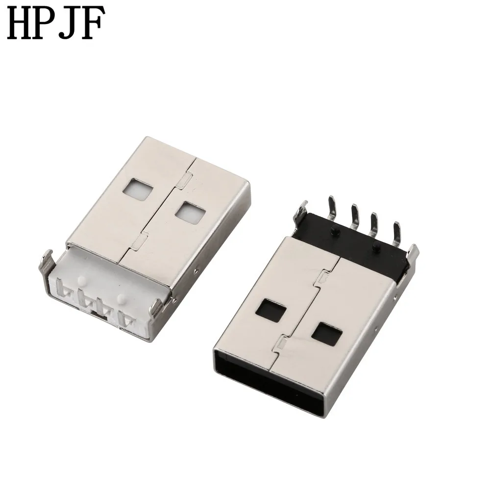 10 шт./лот USB 2 0 Мужской Тип PCB разъем под прямым углом 90 градусов DIP мужчина