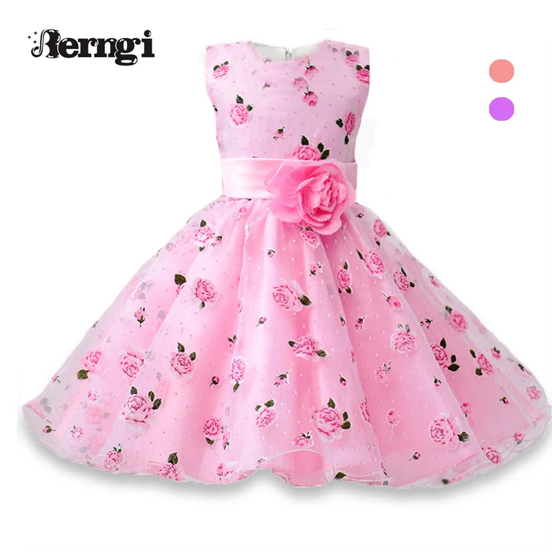 Berngi Flower Girl Dress A-line Lining Cotton Summer Princess Wedding Birthday Party Dresses For Size 3-8 Years | Детская одежда и