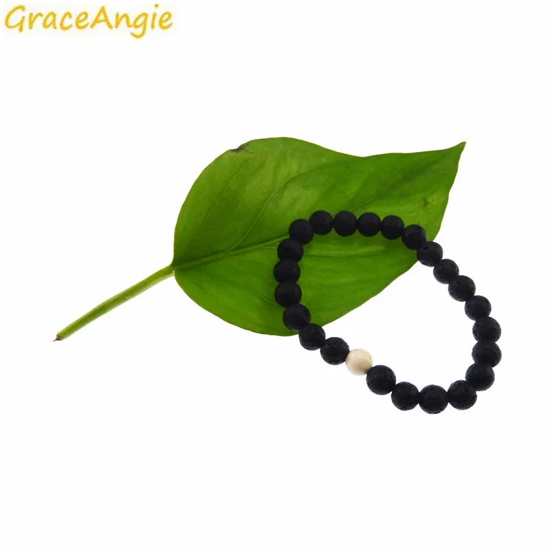 GraceAngie 1 пара красный черный браслет для влюбленных расстояние лавовый Камень