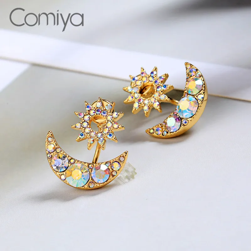 Comiya себе серьги для женщин Элегантный Звезда Луна кристалл Винтаж ювелирные