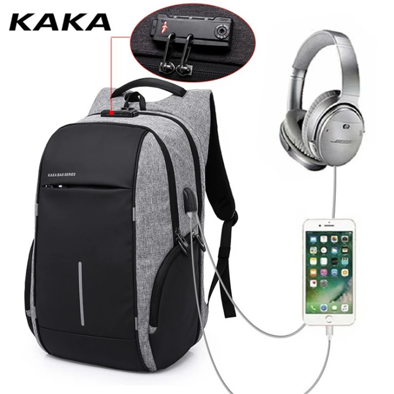 Оксфордские школьные ранцы KAKA для мужчин мужской рюкзак с USB разъемом и защитой