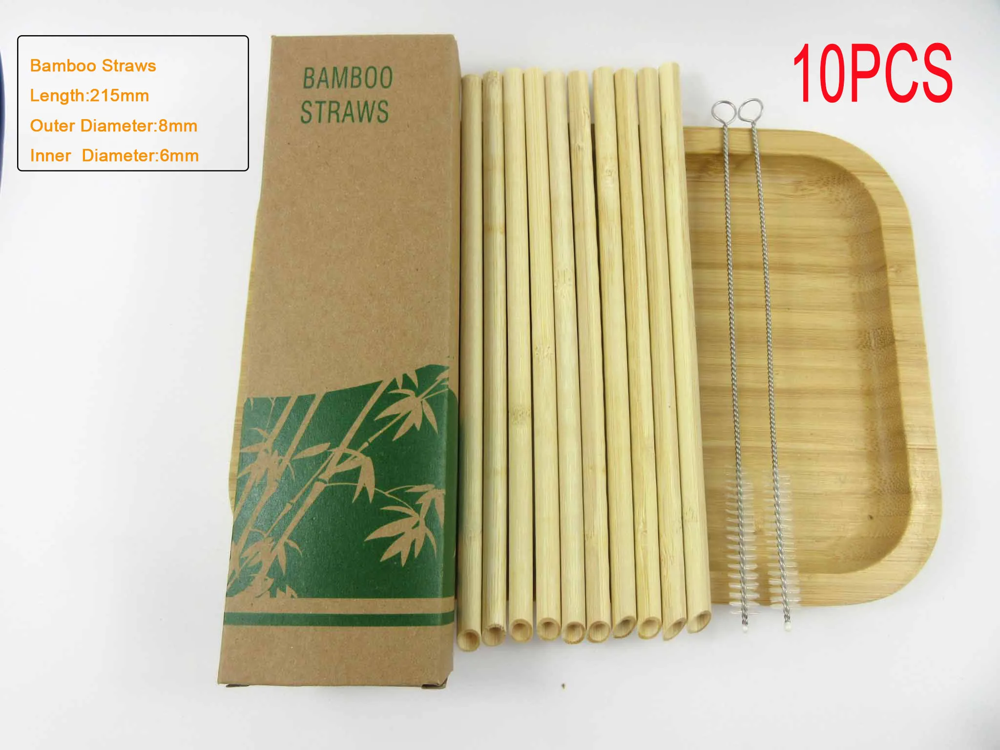 10pcs Оптовые продажи 100 шт. светильник Экологичный Многоразовые соломы 20 см карбонизированные бамбуковые соломинки для смузи остроконечные Кофе Молоко питьевой соломы - Цвет: 10pcs