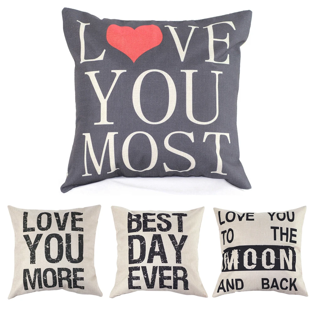 Pillow Case LOVE YOU MOST Cover Romantic Wedding Valentine's Gifts 45cm | Дом и сад