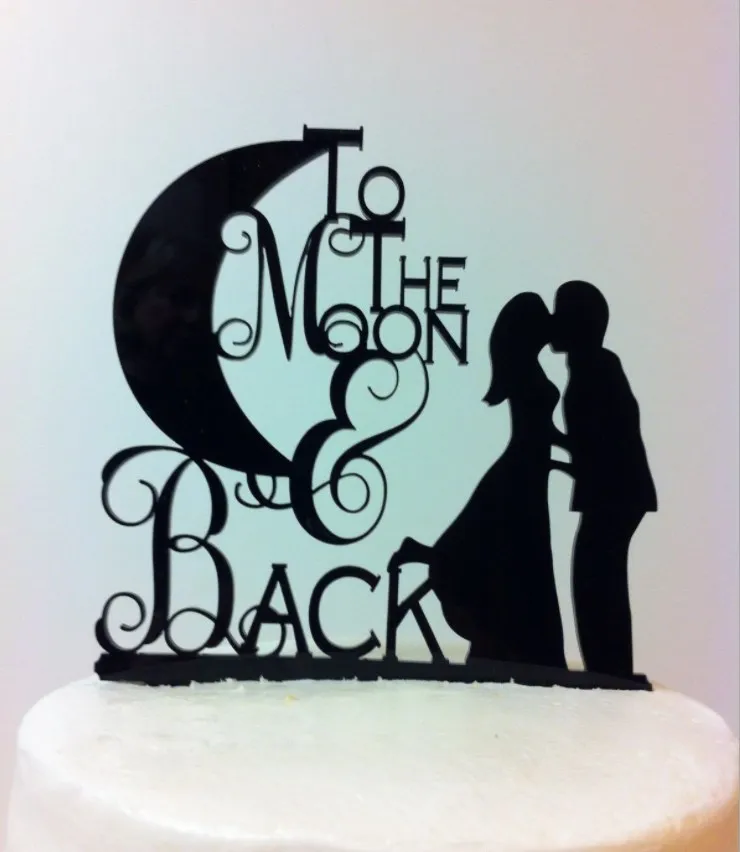 Новый дизайн Свадебный торт фигурки жениха и невесты I Love You To The Moon сзади &quotчерный