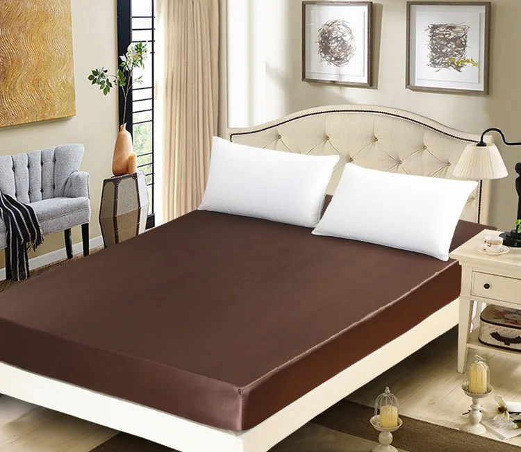 Роскошная золотая шелковая простыня атласная с натяжным покрытием двойной