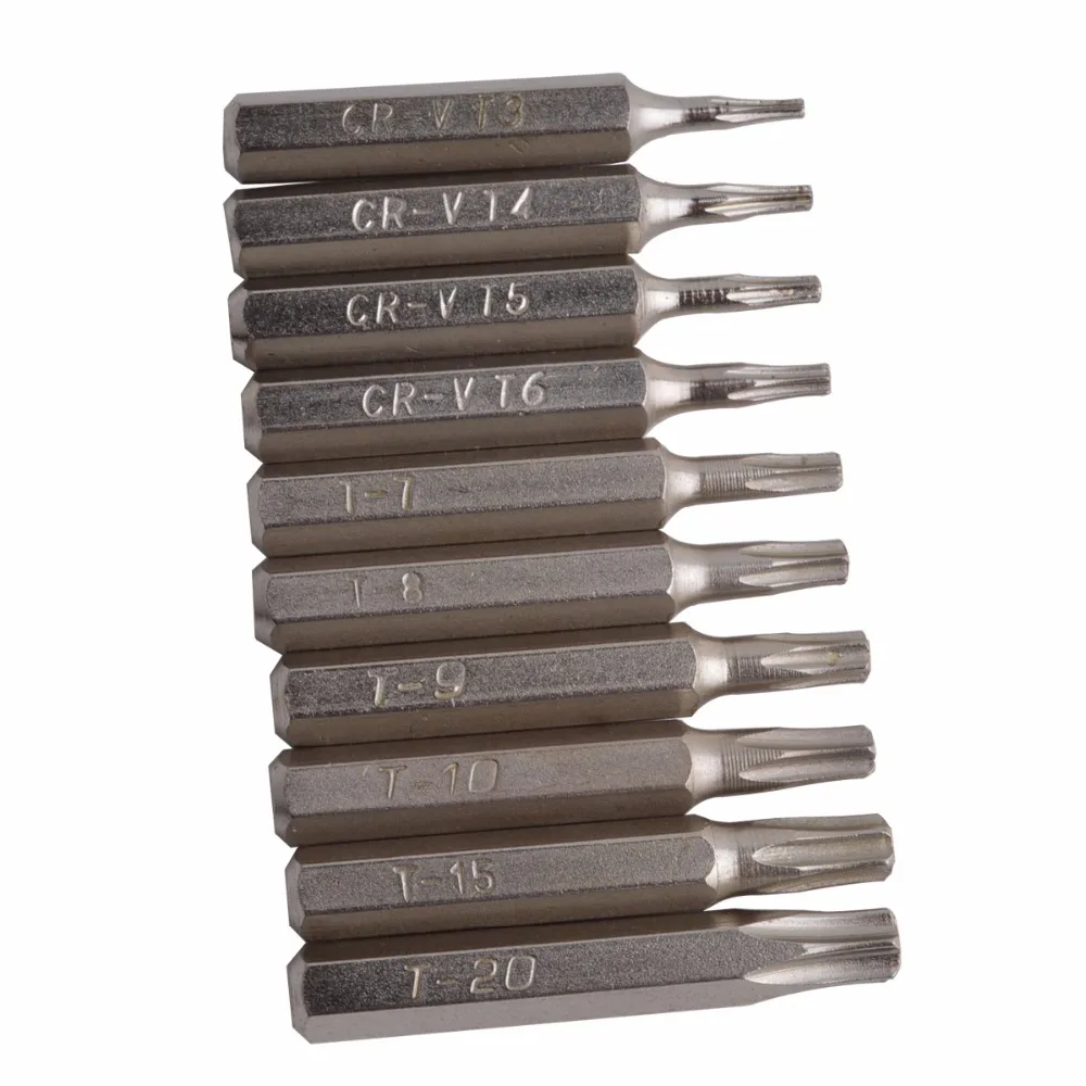 Flexsteel хорошее качество 10 шт. CR-V Torx Набор бит, включая T3, T4, T5, T6, T7, T8, T9, T10, T15, T20(T6-T20 Безопасности torx