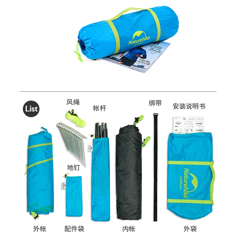 Naturehike 2 3 4 Person Outdoor Recreation Camping Tent Season Double Layer Waterproof for Backpacking Hiking Car | Спорт и