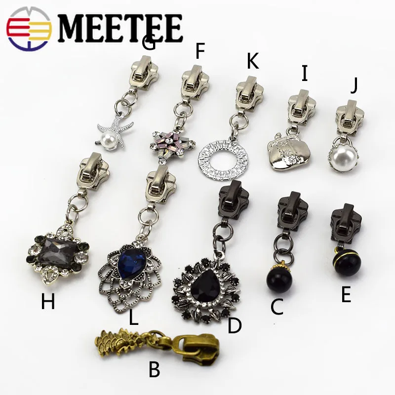 Meetee 5 шт. 5# металлические ползунки для молнии голова для металлической молнии DIY куртки одежда молния кулон Ремонтный комплект сумка Одежда Декор Аксессуары