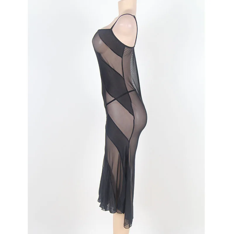 

2019 Sexy Costumes Hot Black Sexy Oblique Stripe Erotic Lingerie Elegant Party Sleeveless Long Dress Sexy Nightgowns XXXL 6XL