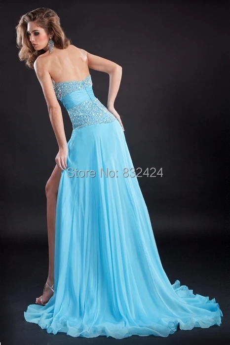 DQ146 New Fashion A Line Side Slit Long Sweetheart Sexy Floor Length Girl Party Dress Custom Made Beaded Evening Dresses_BRIDALK | Свадьбы и