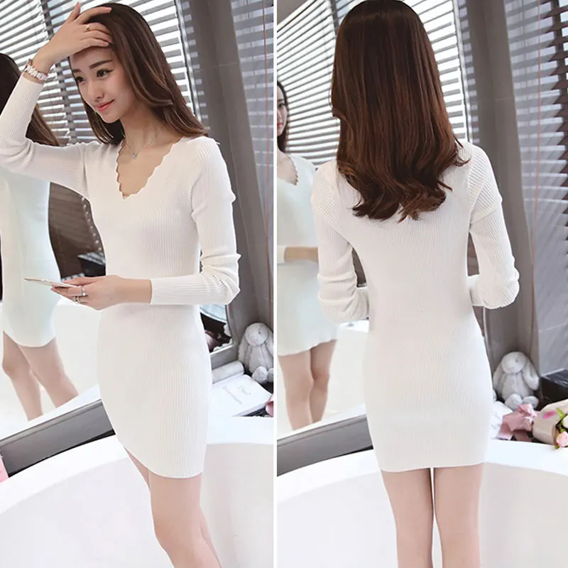 New style Korean knitted sweater in autumn and winter slim medium length long sleeved | Женская одежда