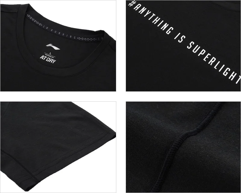 Li-Ning Мужская футболка для бега S/S Топ ATDRY AT BACTERIA 85% полиэстер 15% шерсть Стандартная посадка подкладка Спортивная футболка ATSP123 MTS3085