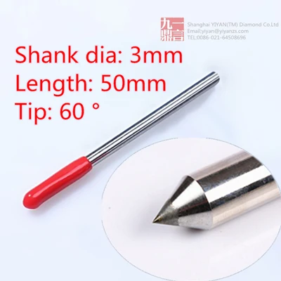 D3mm 50mmL 60deg 10 шт./лот перетащите гравировка бит Dremel гравер использовать 3 мм и 3,175 мм diamond биты для гравировки - Цвет: D3mm 50mmL 60deg