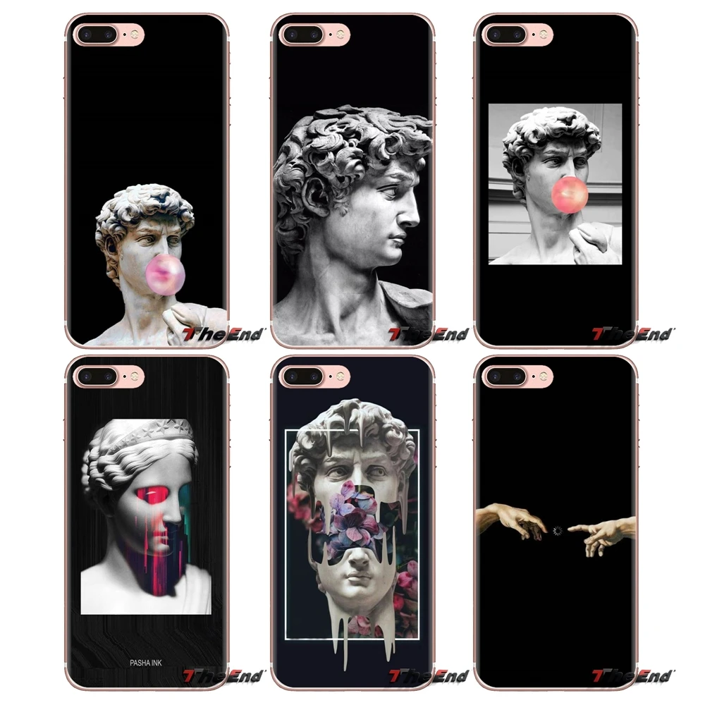 For Oneplus 3T 5T 6T Nokia 2 3 5 6 8 9 230 3310 2.1 3.1 5.1 7 Plus 2017 2018 Transparent TPU Skin Case Mona Lisa Art David lines |