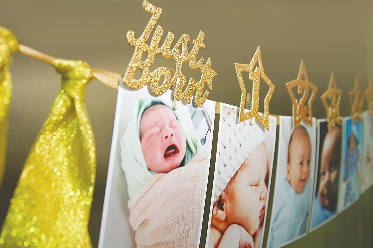 Первый баннеры для дня рождения 12 месяцев Корона Звезда фото Bunting Baby Shower бумага Гарланд для мальчиков и девочек 1st декор для вечеринки в честь Дня Рождения фото стены