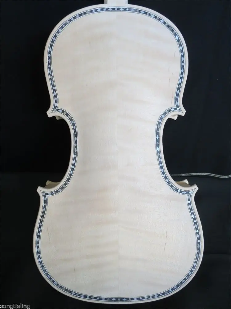 Необработанная скрипка в стиле Strad 4/4 с инкрустацией сверху и сзади резная ребра