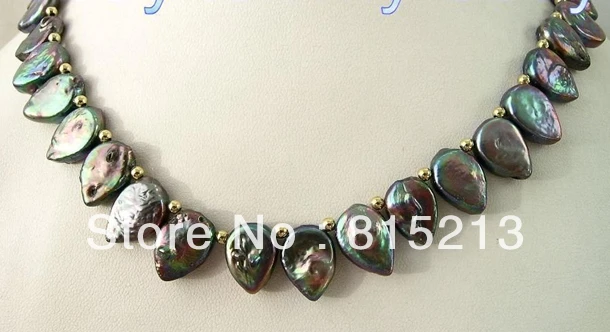 N913 17mm Drip Black Peacock FRESHWATER Pearl Necklace % Discount AAA | Украшения и аксессуары