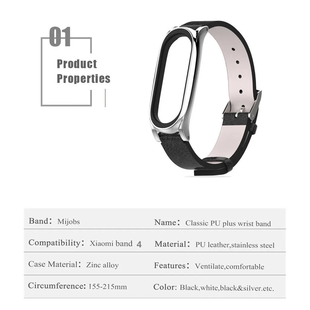Горячая Распродажа, цветной кожаный Xiaomi mi-браслет 4 mi Band 4, браслет из нержавеющей стали mi Band 4, сменный ремешок на запястье