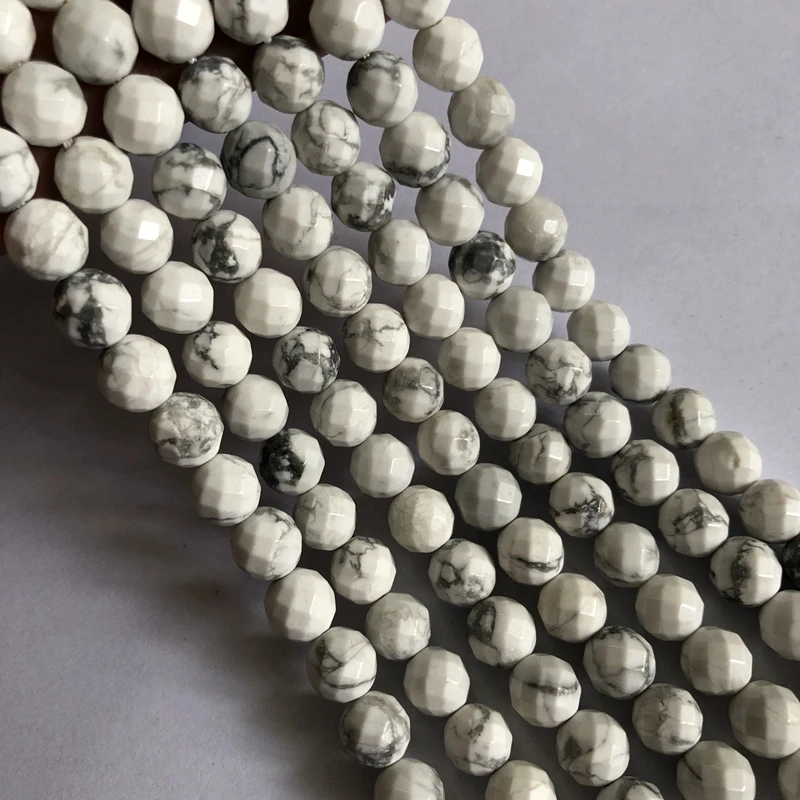 Wholesale 1string Genuine Howlite Beads Faceted Round Gem Stone Jewelry Loose 4mm 6mm 8mm 10m 12mm 15.5&quot/String | Украшения и