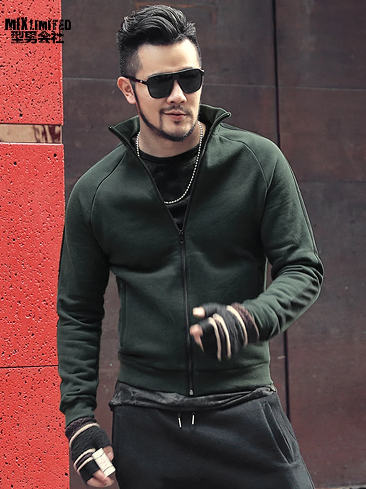 Подкладка из флиса утолщение Для мужчин тонкий короткий стенд воротник