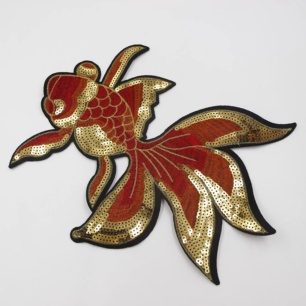 Блестки Карп патч нашивка в форме рыбы для одежды Железная аппликация наклейка