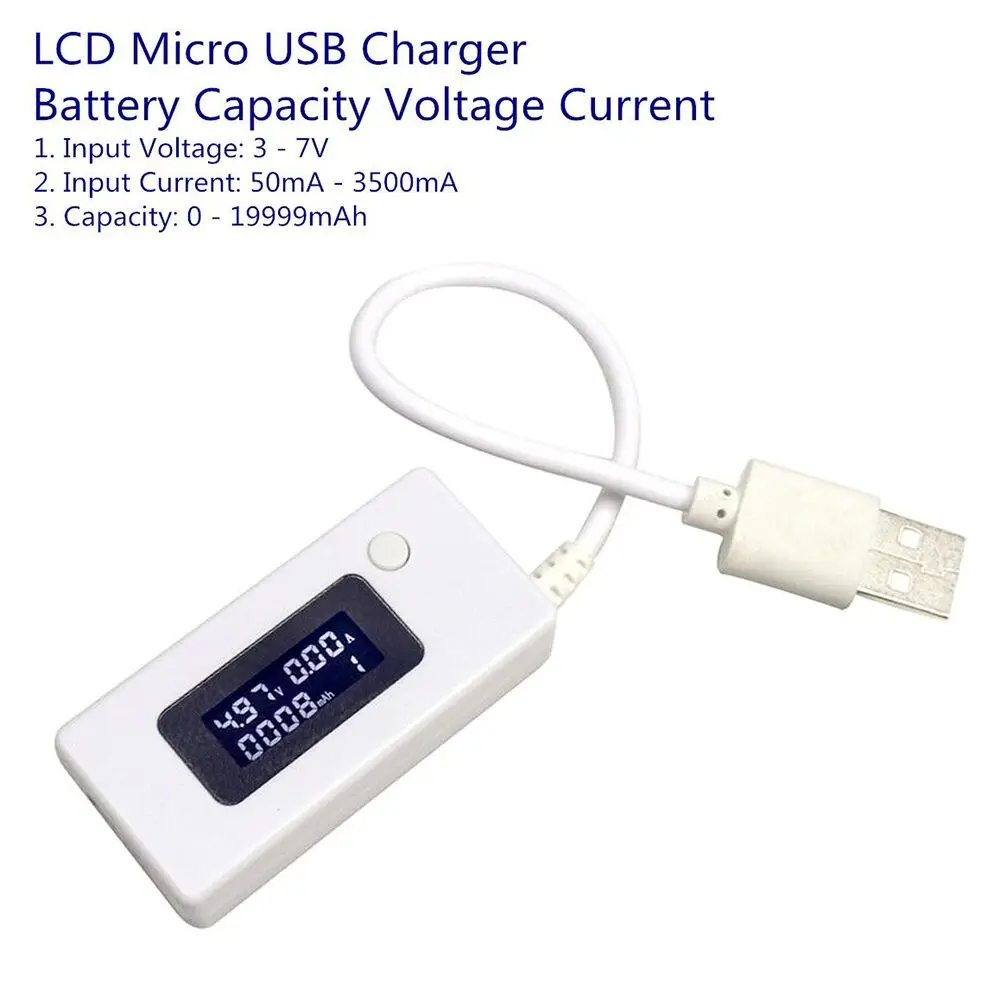 ЖК-дисплей Micro USB зарядное устройство Емкость батареи Напряжение Ток Тестер USB тестер 3-7 в метр детектор для смартфонов мобильный Банк питания