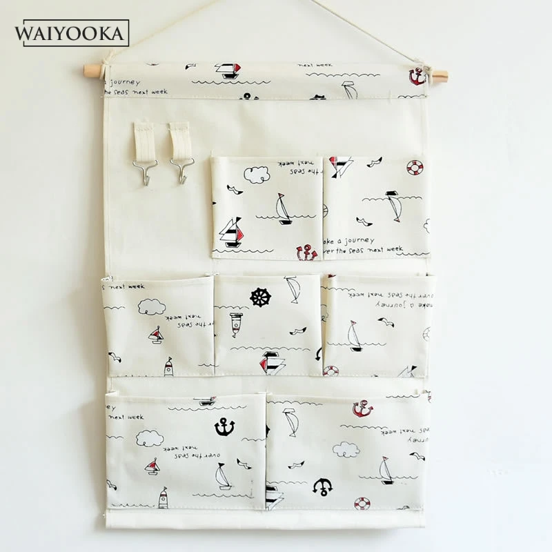 7 карманов шкаф складной Хлопок мультфильм милые Висячие сумки карман на дверь